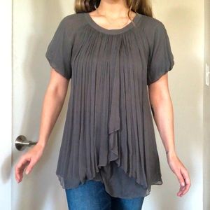 7 For All Mankind Grey Silk Draped Blouse